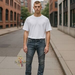 NWT Men's Hudson Jeans Blinder V2 Distressed Ribbed Stretch Skinny Jeans 28